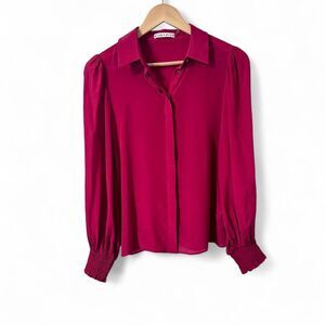 Alice & Olivia Red Silk Blouse